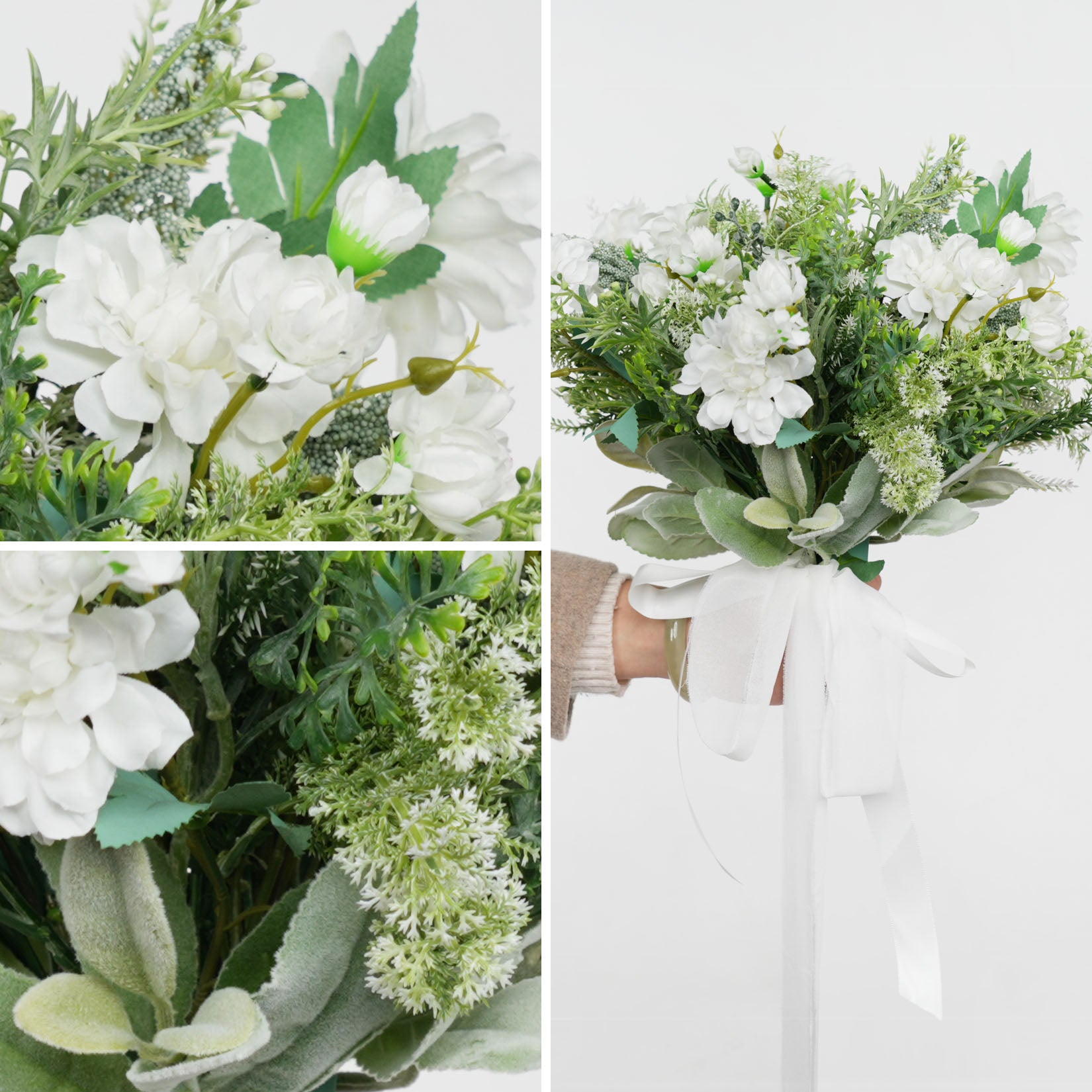 White and Green dried flower bridal bouquet 8 picture